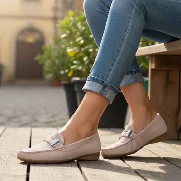 PIERO MASETTI Kiowa Blush Pink Suede Moc Driving Loafers Women's Size 9.5/EU40 - Picture 1 of 10